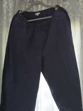 Wide Leg Cropped Pull-on chinos with on-seam pockets Dark Navy Blue